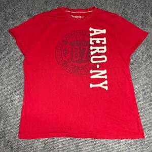 Aeropostale Aero NY Graphic T Shirt Red Men's Size 2XL Short Sleeve Cotton Blend
